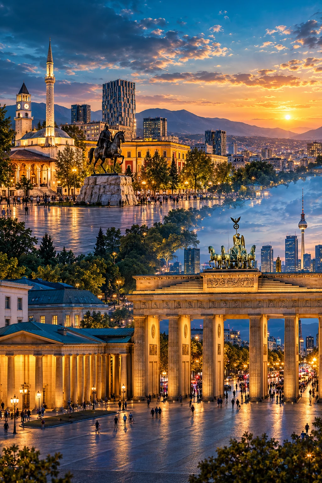 Kompozim ilustrues që bashkon Tiranën dhe Berlinin